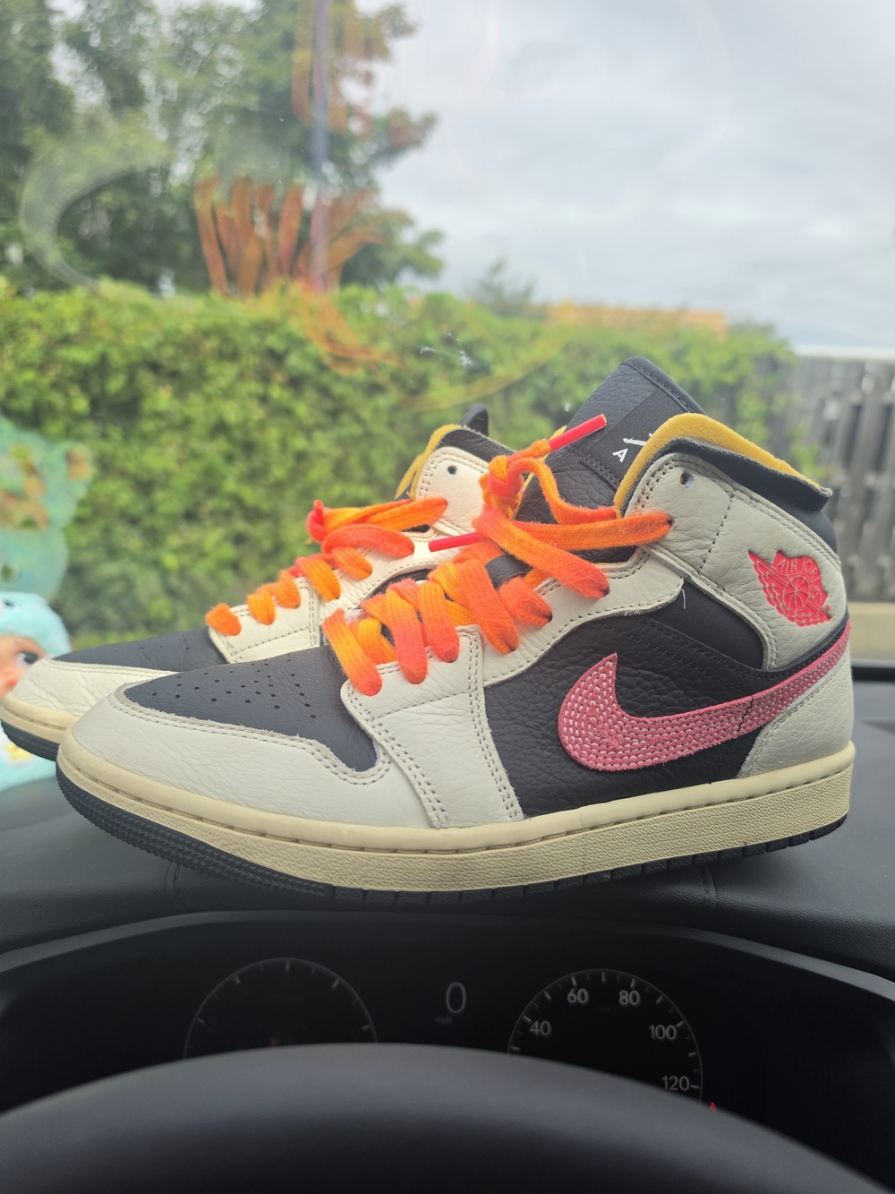 Nike Women's Mid-Top Sneakers in Black, Cream, Pink & Orange 9.5